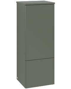 Meuble de hauteur moyenne Villeroy &amp; Boch Antao L43000HL avec éclairage, 1 porte, 414 x 1039 x 356 mm, façade lisse, laque mate Vert Feuille / Laque mate Vert Feuille