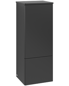 Villeroy und Boch Antao Mittelschrank L43000PD mit Beleuchtung, 1 Tür, 414 x 1039 x 356 mm, Front ohne Struktur, Black Matt Lacquer / Black Matt Lacquer