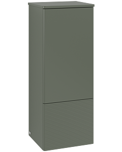 Villeroy &amp; Boch Antao mid-height cabinet L43100HL with lighting, 1 door, 414 x 1039 x 356 mm, textured front, Leaf Green Matt Lacquer / Leaf Green Matt Lacquer