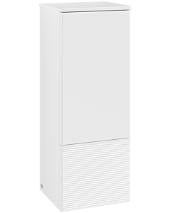 Villeroy und Boch Antao Mittelschrank L43100MT mit Beleuchtung, 1 Tür, 414 x 1039 x 356 mm, Front mit Struktur, White Matt Lacquer / White Matt Lacquer