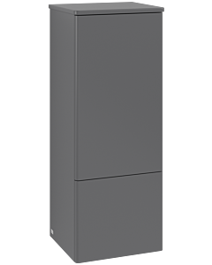 Villeroy und Boch Antao Mittelschrank L44000GK mit Beleuchtung, 1 Tür, 414 x 1039 x 356 mm, Front ohne Struktur, Anthracite Matt Lacquer / Anthracite Matt Lacquer