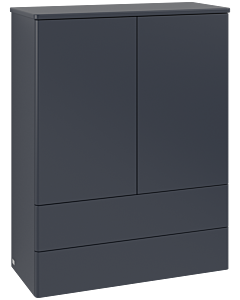 Villeroy &amp; Boch Antao Highboard L47000HG with lighting, 2 doors, 814 x 1039 x 356 mm, smooth front, Midnight Blue Matt Lacquer / Midnight Blue Matt Lacquer
