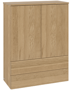 Villeroy &amp; Boch Antao Highboard L47000HN with lighting, 2 doors, 814 x 1039 x 356 mm, smooth front, Honey Oak / Honey Oak