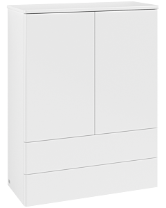 Villeroy &amp; Boch Antao Highboard L47000MT with lighting, 2 doors, 814 x 1039 x 356 mm, smooth front, White Matt Lacquer / White Matt Lacquer