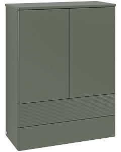 Meuble haut Villeroy &amp; Boch Antao L47100HL avec éclairage, 2 portes, 814 x 1039 x 356 mm, façade texturée, laque mate Vert Feuille / Laque mate Vert Feuille