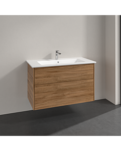 Meuble sous-vasque Villeroy & Boch avec meuble bas 100 cm S00503RHR1 Ensemble meuble sous-vasque 100 x 50 x 60 cm, 2 tiroirs, chêne Kansas