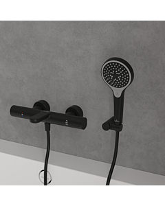 Villeroy & Boch Verve Showers douchette TVS109001000K5 d= 110mm, 3 jets, avec protection anti-retour, montage mural, noir mat