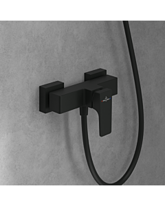 Villeroy &amp; Boch Architectura Square single-lever shower mixer TVS125001000K5 with backflow protection, wall-mounted, matt black