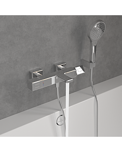 Villeroy & Boch Universal Taps & Fittings Wannen-Thermostat TVT00000200061 eckig, verstellbarer Strahlregler, Wandmontage, chrom