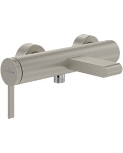 Villeroy und Boch Dawn single-lever bathtub faucet TVT10650115164 with diverter, backflow protection, wall mounting, brushed nickel black