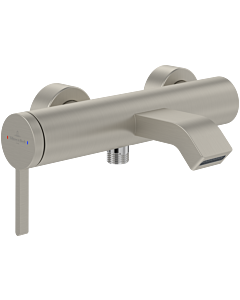 Villeroy und Boch Dawn Einhebel-Badewannenarmatur TVT10650115264 mit Umsteller, Rückflussschutz, Wandmontage, brushed nickel black