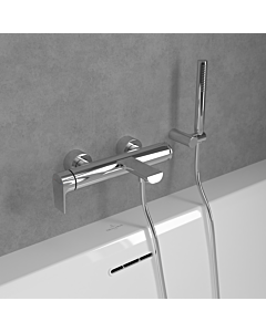 Villeroy und Boch Liberty Einhebel-Badewannenarmatur TVT10700100061 mit Umsteller, Rückflussschutz, Wandmontage, chrom