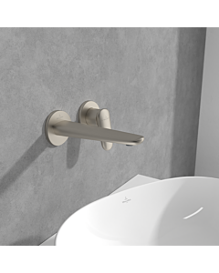 Villeroy und Boch Antao Zweiloch-Waschtischarmatur TVW11100200064 fester Auslauf, ohne Ablaufgarnitur, brushed nickel black