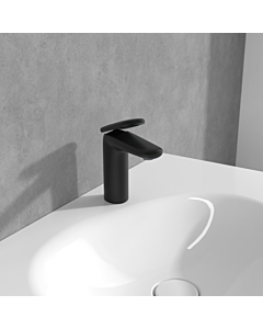 Villeroy und Boch Antao basin mixer TVW111003000K5 with push-open waste set, matt black