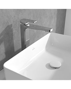 Villeroy und Boch Architectura Square Raised basin mixer TVW12500200061 , with push-open waste set, chrome