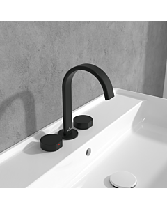 Villeroy und Boch Dawn Dreiloch-Waschtischarmatur TVZ106005000K5 ohne Ablaufgarnitur, matt black