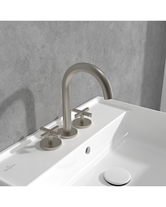 Villeroy und Boch Loop + Friends three-hole basin mixer TVZ10600900064 cross handle, without pop-up waste, brushed nickel black