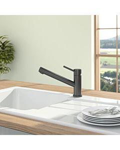 Robinet de cuisine Villeroy &amp; Boch Como Shower 92521105, basse pression, 8 l/min, douchette extractible, acier inoxydable anthracite