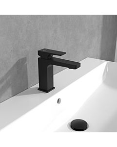 Villeroy und Boch Architectura Square Waschtischarmatur TVW125001000K5 mit Zugstangen-Ablaufgarnitur, matt black