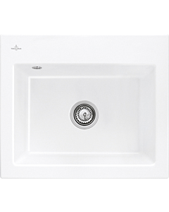 Villeroy & Boch Subway 60 S évier encastrable 330902KG avec garniture de vidage et commande excentrique, 600 x 510 mm, Snow White