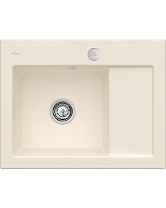 Villeroy und Boch Subway 45 Évier compact encastrable 331202FU gauche, avec garniture de vidage , commande excentrique, 650 x 510 mm, CeramicPlus ivoire