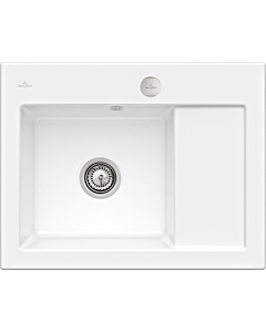 Villeroy & Boch Subway 45 Évier compact encastrable 331202KG à gauche, avec garniture de vidage et commande excentrique, 650 x 510 mm, blanc neige