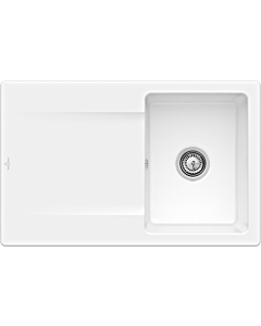 Villeroy und Boch Flächenbündige Spüle 33342FKG mit Ablaufgarnitur und Exzenterbetätigung, Snow White