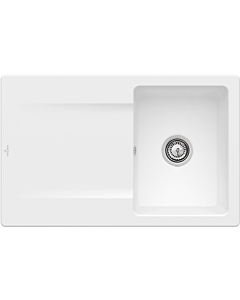 Villeroy und Boch Flächenbündige Spüle 33342FRW mit Ablaufgarnitur und Exzenterbetätigung, Stone White