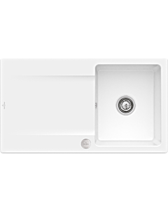 Villeroy und Boch évier à chasse d&#39;eau 33352FKG avec garniture de vidage et actionnement excentrique, Blanc Neige