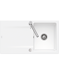 Villeroy und Boch évier à chasse d&#39;eau 33352FR1 avec garniture de vidage et actionnement excentrique, blanc