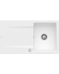 Villeroy und Boch Flächenbündige Spüle 33352FRW mit Ablaufgarnitur und Exzenterbetätigung, Stone White