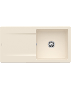 Villeroy und Boch Siluet Flush-mounted sink 33362FFU with drain fitting and eccentric operation, Ivory