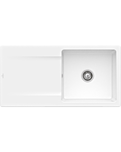Villeroy und Boch Siluet Flush-mounted sink 33362FKG with drain fitting and eccentric operation, Snow White