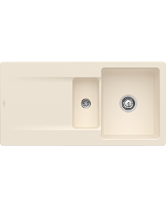 Villeroy und Boch Siluet Flush-mounted sink 33372FFU with drain fitting and eccentric operation, Ivory
