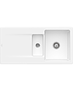 Villeroy und Boch Siluet Flächenbündige Spüle 33372FR1 mit Ablaufgarnitur und Excenterbetätigung, weiß