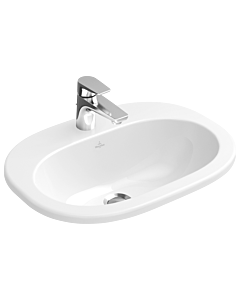 Villeroy & Boch O.Novo Einbauwaschtisch 416157R1 weiss c-plus, 56x40,5cm,ohne Überlauf,mit Hahnloch
