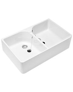Villeroy & Boch Doppelspülbecken O.novo 633200R1 89,5x22x55cm,mit Überlauf, weiss alpin ceramicplus