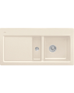 Villeroy und Boch Subway évier à chasse d&#39;eau 67122FFU vasque à droite, avec garniture de vidage et actionnement excentrique, ivoire