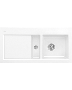 Villeroy und Boch Subway Flush-mounted sink 67122FKG basin right, with drain fitting and eccentric operation, Snow White