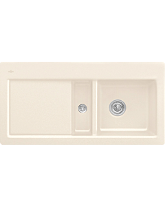 Villeroy und Boch Subway évier à chasse d&#39;eau 67122FKR vasque à droite, avec garniture de vidage et actionnement excentrique, Crema