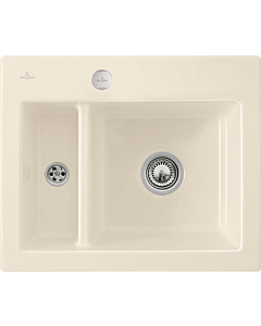 Villeroy und Boch Subway Flächenbündige Spüle 67802FKR mit Ablaufgarnitur und Exzenterbetätigung, Crema