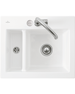 Villeroy und Boch Subway évier à chasse d&#39;eau 67802FR1 avec garniture de vidage et actionnement excentrique, blanc