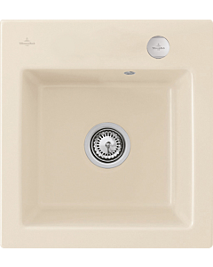 Villeroy und Boch Subway Flächenbündige Spüle 67812FFU mit Ablaufgarnitur und Exzenterbetätigung, Ivory