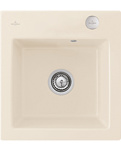 Villeroy und Boch Subway Flächenbündige Spüle 67812FKR mit Ablaufgarnitur und Exzenterbetätigung, Crema