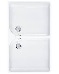 Villeroy & Boch Doppelspülbecken O.novo 63320001 89,5 x 22 x 50 cm, mit Überlauf, weiss alpin