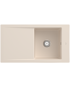 Villeroy und Boch Timeline 50 Flat Flächenbündige Spüle 33071FFU mit Ablaufgarnitur und Handbetätigung, Ivory