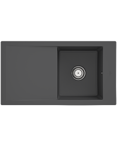 Villeroy und Boch Timeline 50 Flat Flächenbündige Spüle 33071Fi4 mit Ablaufgarnitur und Handbetätigung, Graphit
