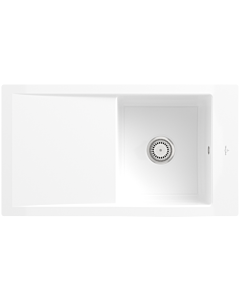 Villeroy und Boch Timeline 50 Flat Flächenbündige Spüle 33071FKG mit Ablaufgarnitur und Handbetätigung, Snow White