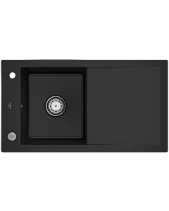 Villeroy und Boch Timeline 50 Évier plat à chasse d&#39;eau 33072FJ0 avec garniture de vidage et actionnement excentrique, chromite