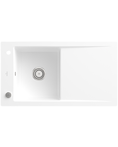 Villeroy und Boch Timeline 50 Flat flush-mounted sink 33072FRW with drain fitting and eccentric operation, Stone White